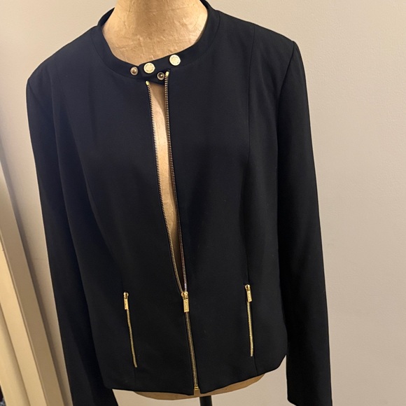 Calvin Klein Black Jacket with Gold Zipper Accents - Picture 8 of 8